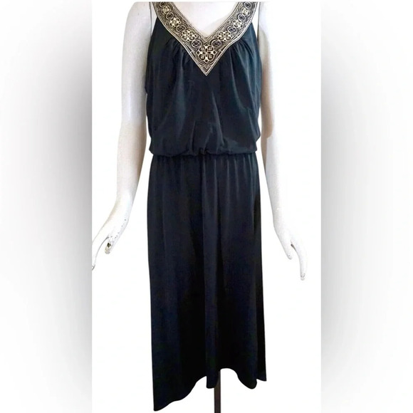 White House Black Market sleeveless midi dress, XL, embellished vneck, Elegant - Picture 1 of 10